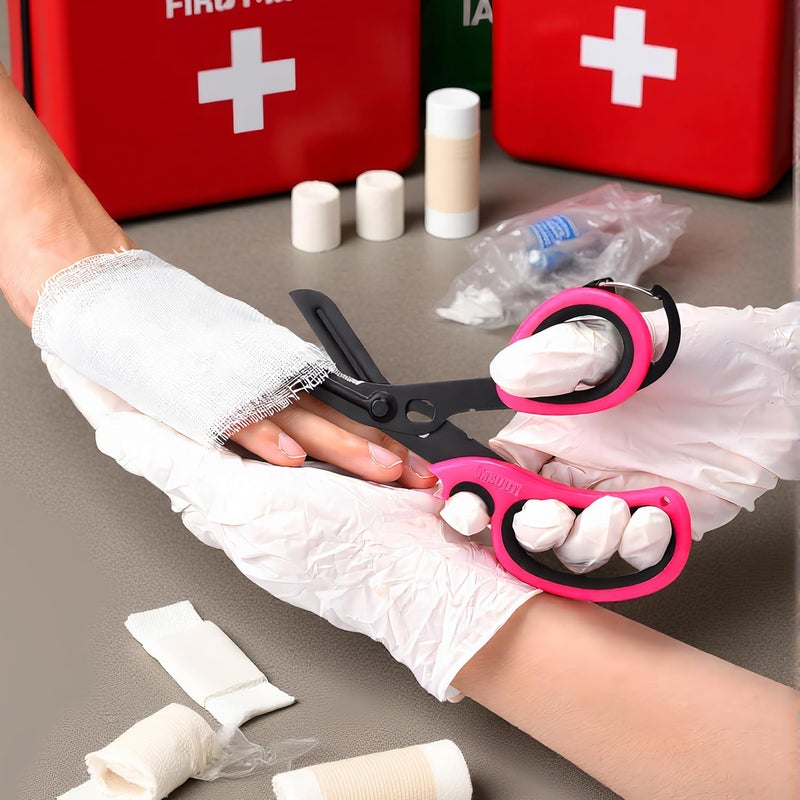 MEUUT 2 Pack Medical Scissors Trauma Shears with Carabiner design for left and right hand, 7.5" Fluoride Coated Non-stick Blades Bandage Scissor for Nurses, EMT, Household, outdoors - Image 2